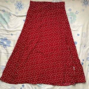 SHEIN Confetti Heart Print Slit Midi Skirt